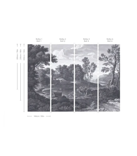 Wymiary tapety muralu Ancient Riverside Grove Blue.webp