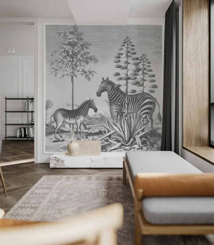 Tapeta Zebra on Agave w salonie.webp