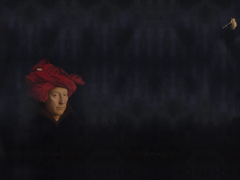 Mural inspirowany sztuką Van Eyck.webp