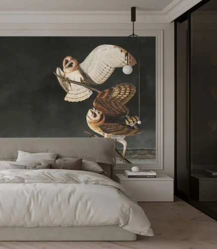 Tapeta Owls w sypialni.webp