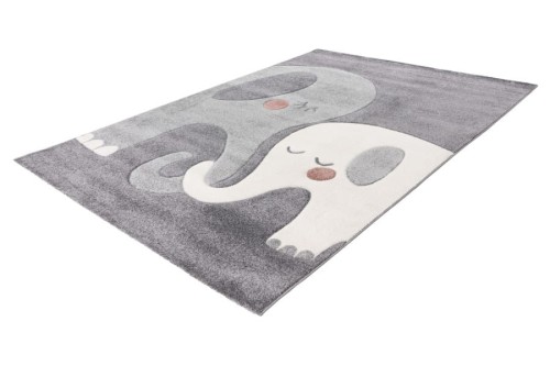 Rzut z boku na szary dywan dziecięcy w słonie Lalee Kids Happy HAP 301