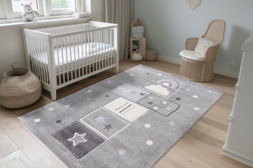 Szary dywan dziecięcy 3d klasy Lalee Kids Happy HAP 302 w pokoju