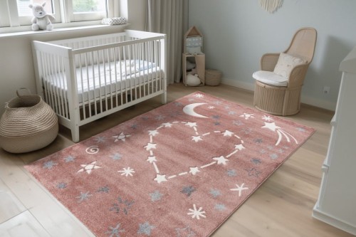 Różówy dywan dziecięcy 3d gwiazdki Lalee Kids Happy HAP 305 w pokoju
