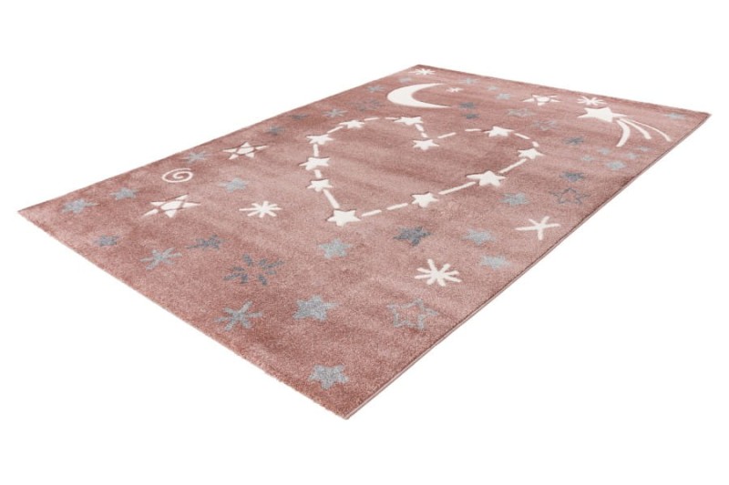 Rzut z boku na różówy dywan dziecięcy 3d gwiazdki Lalee Kids Happy HAP 305