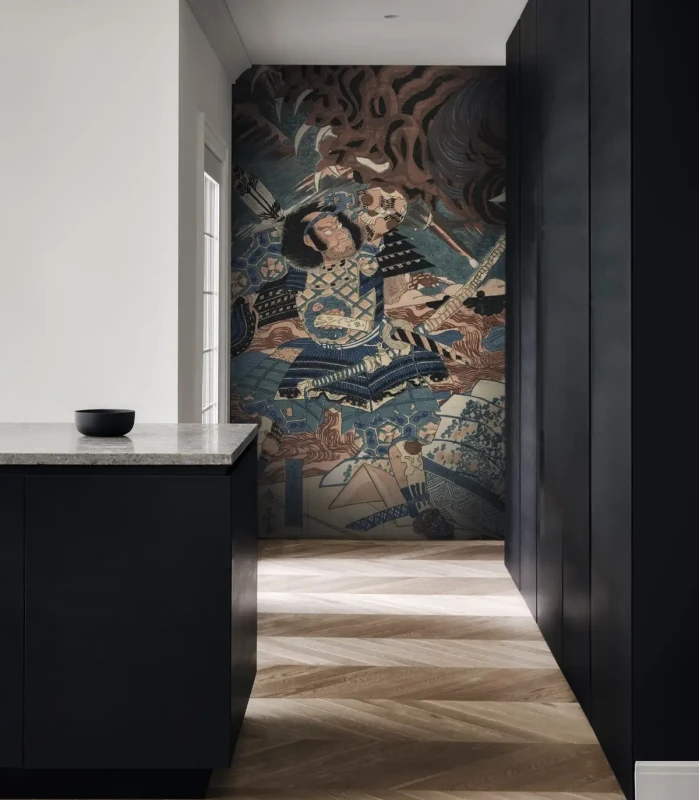 Tapeta inspirowana Japonią Bushido w kuchni.webp