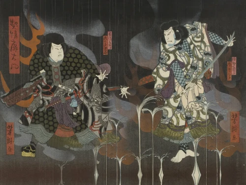 Mural scenka japońska Midnight Warrior.webp