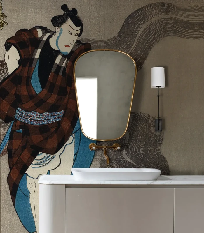 Tapeta Samurai Serenity w łazience.webp