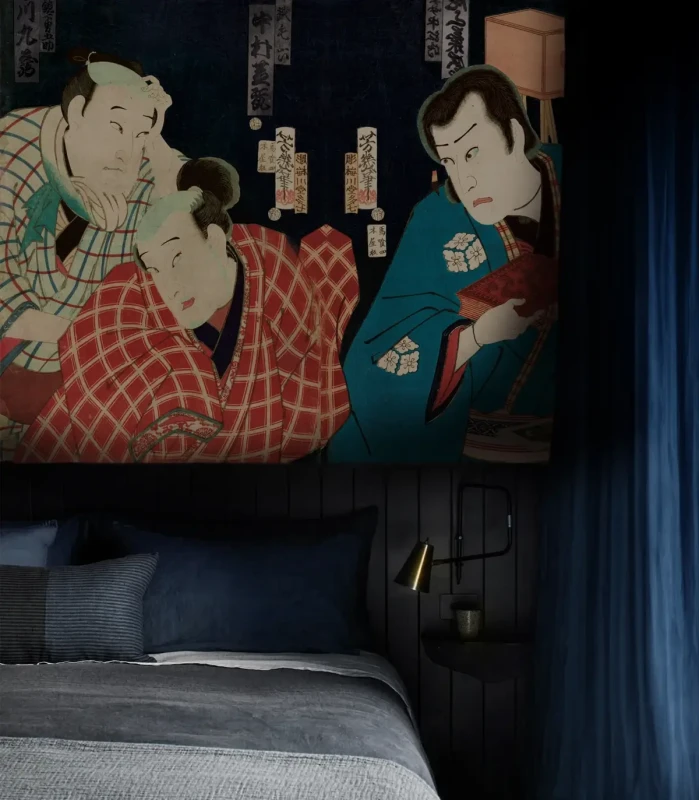 Tapeta orientalna mural Samurai chronicales w sypialni.webp