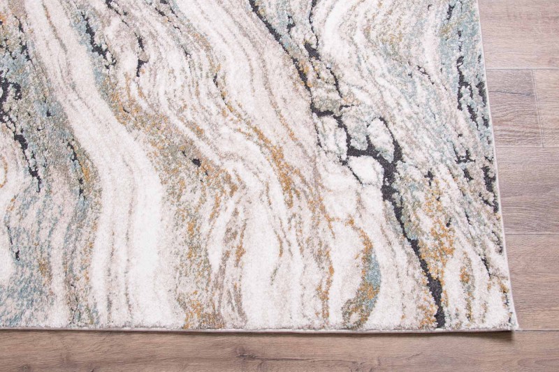 Boki dywanu nowoczesnego Dywilan Nero 4/A2966A morsko-kremowy