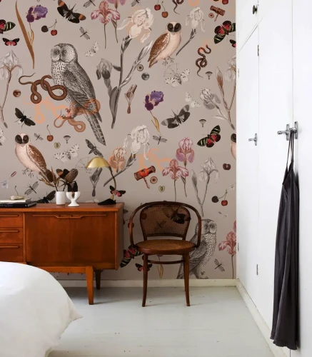 Mural do sypialni Pink Owls.webp