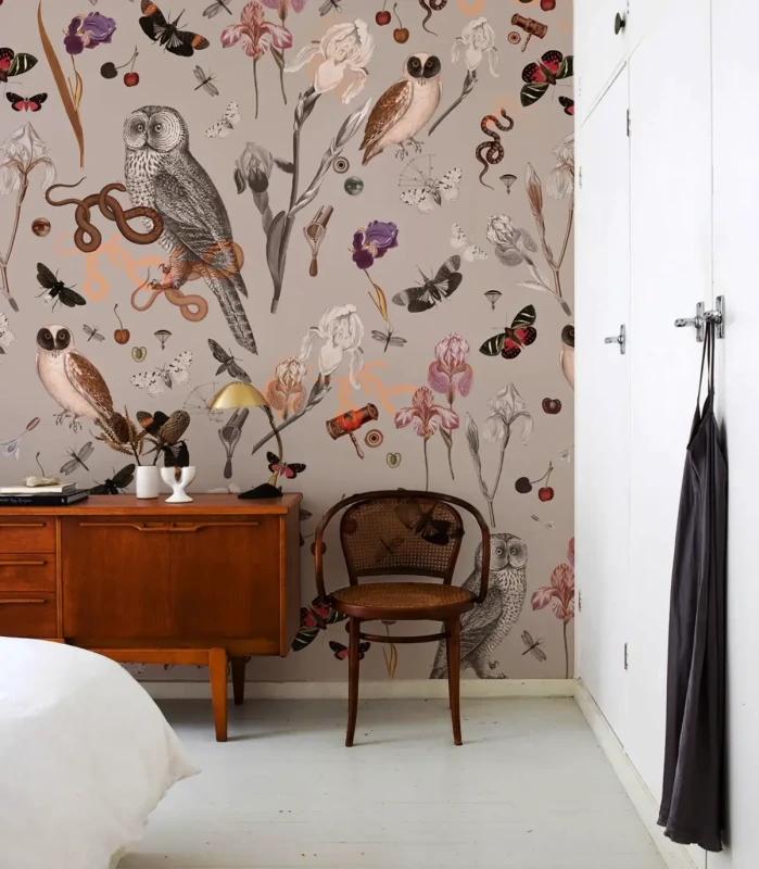 Mural do sypialni Pink Owls.webp