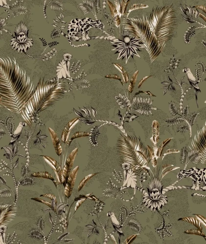 Tapeta oliwkowa Jungle Team.webp