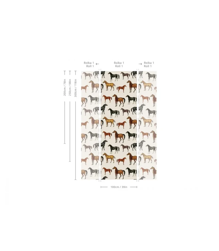 Wymiary tapety Horses Beige.webp