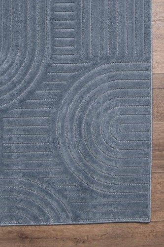 Zbliżenie dywanu art deco 3d Dywilan Juno 7 G267AZ denim