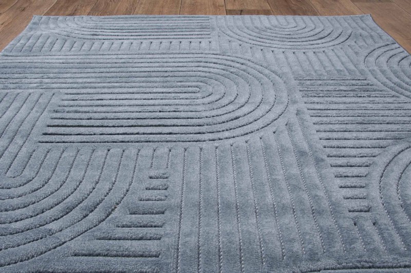 Rzut z góry dywanu art deco 3d Dywilan Juno 7 G267AZ denim