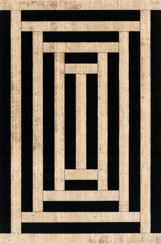 Dywan wełniany Agnella Agnus Art Deco I czarny (binding)