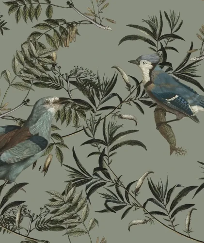 Tapeta z ptakami Birds in Garden.webp