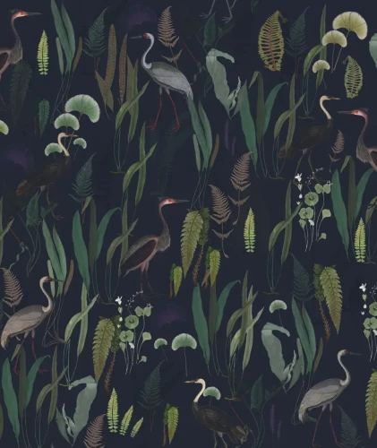 Tapeta Calm Heron Navy.webp