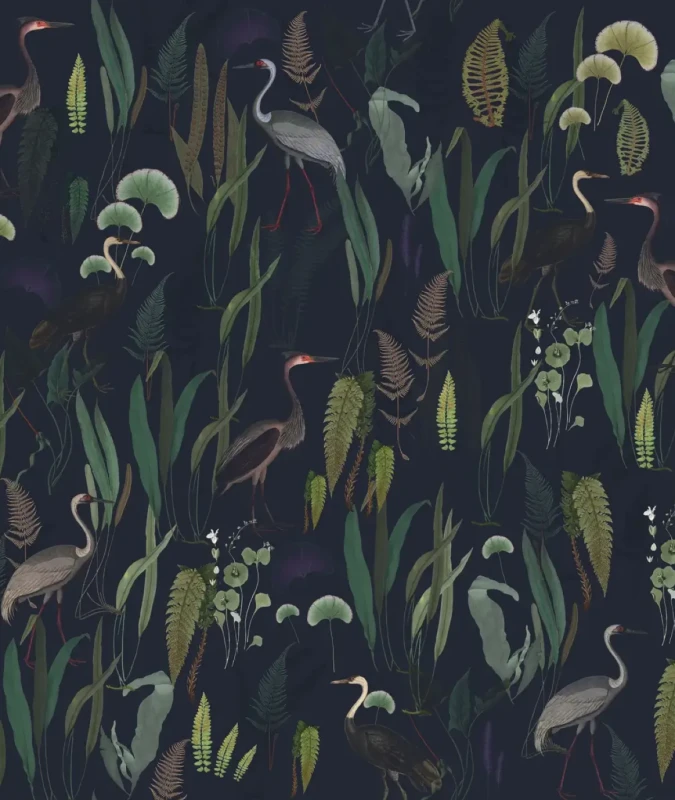 Tapeta Calm Heron Navy.webp