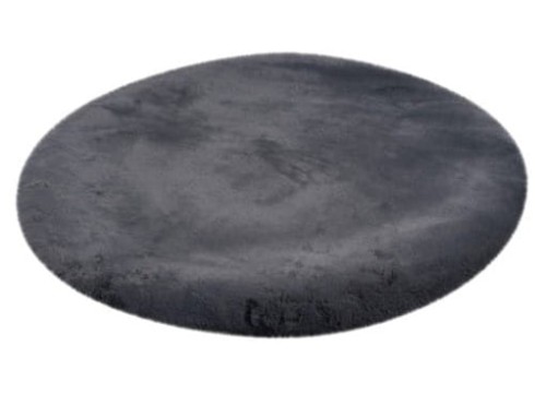 Rzut ukośny grafitowego dywanu okrągłego pluszowego Lalee Hides Heaven HEA 800