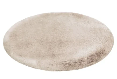 Rzut ukośny dywanu okrągłego pluszowego Lalee Hides Heaven HEA 800 light taupe