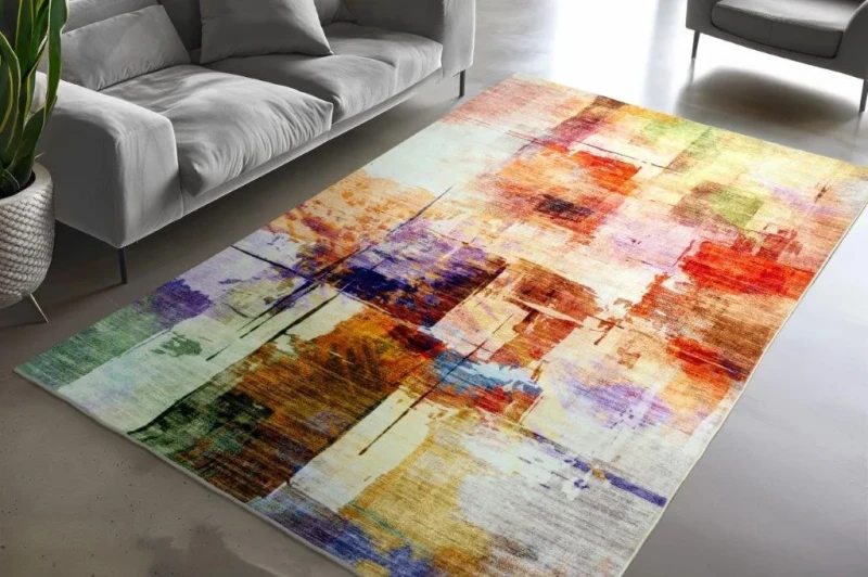Wielokolorowy dywan nowoczesny Obsession Avantgarde AVG 109 w salonie