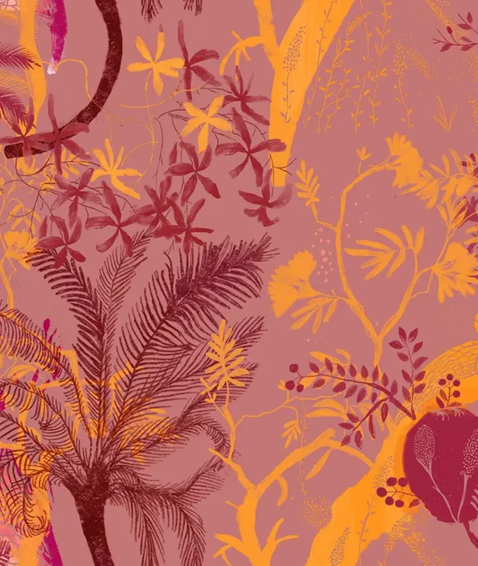 Tapeta z motywem roślinnym Hidden Storks.webp