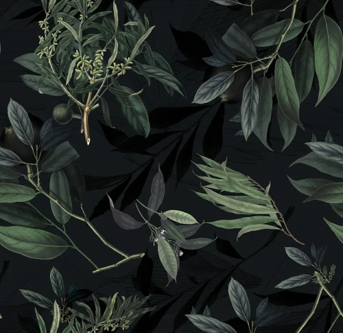 Zielona tapeta botaniczna Olive Branch Green.webp