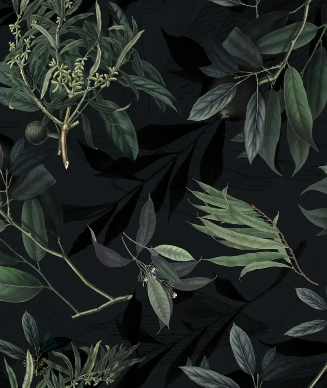 Tapeta z gałązkami oliwnymi Olive Branch Green.webp