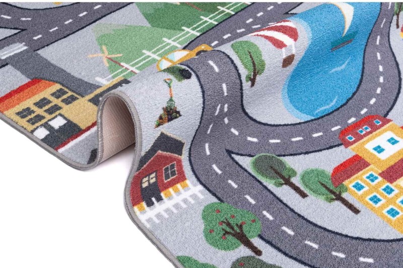 Bok szarego dywanu dziecięcego antypoślizgowego Ares ulice
