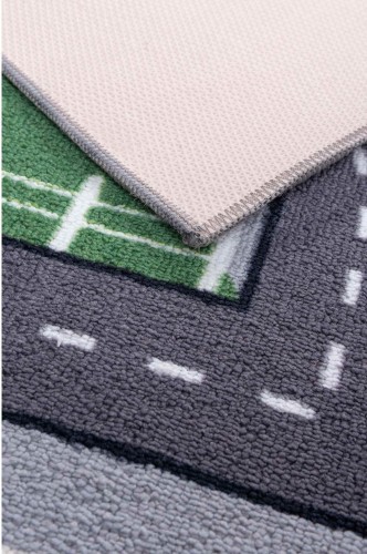 Spód szarego dywanu dziecięcego antypoślizgowego Ares ulice