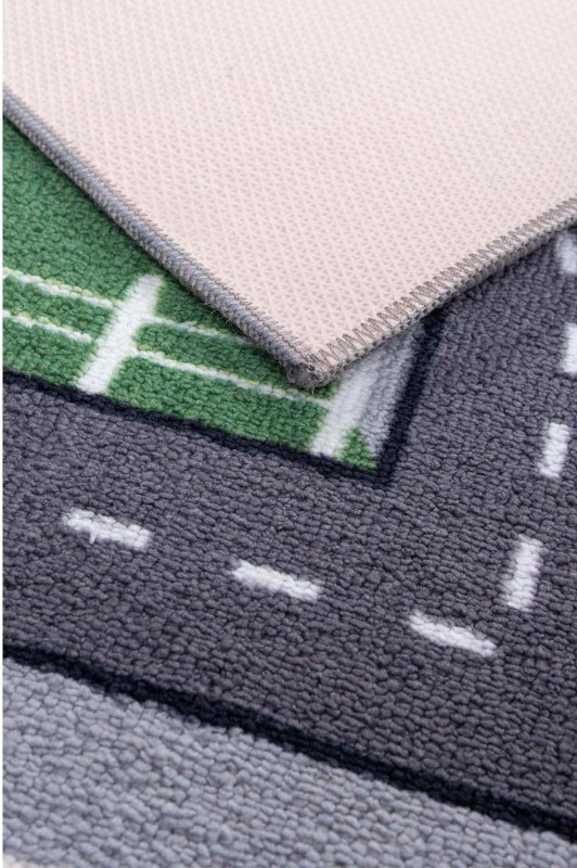 Spód szarego dywanu dziecięcego antypoślizgowego Ares ulice