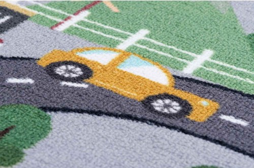 Zbliżenie runa szarego dywanu dziecięcego antypoślizgowego Ares ulice