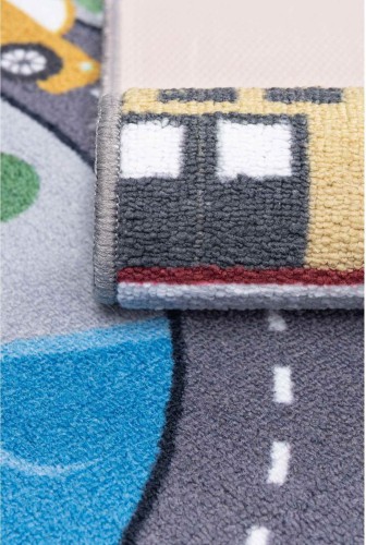 Runo szarego dywanu dziecięcego antypoślizgowego Ares ulice