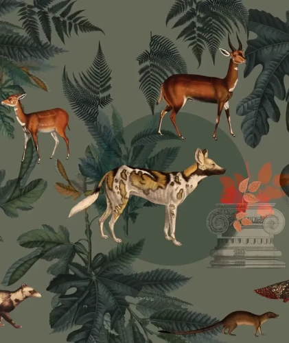 Tapeta z dzikimi zwierzętami Khaki.webp