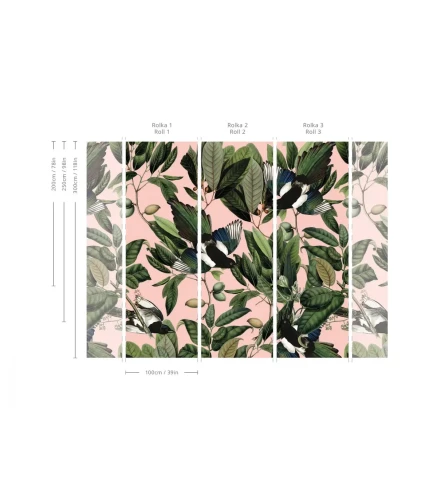 Wymiary tapety muralu Magpie Pink.webp