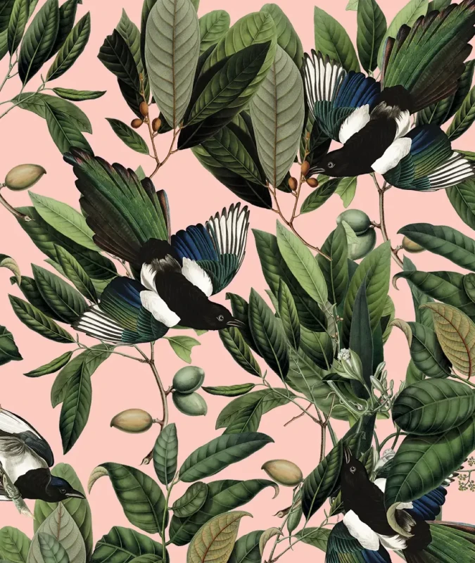 Różowa tapeta botaniczna Magpie Pink.webp