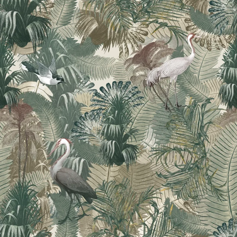 Zielona tapeta w liście Desert Tropics Light Green.webp