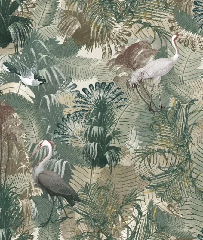 Tapeta rośliny egzotyczne Desert Tropics Light Green.webp