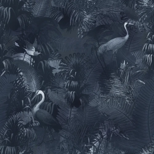 Granatowa tapeta wzór botaniczny Desert Tropics Dark Blue.webp