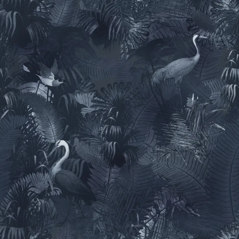 Granatowa tapeta wzór botaniczny Desert Tropics Dark Blue.webp