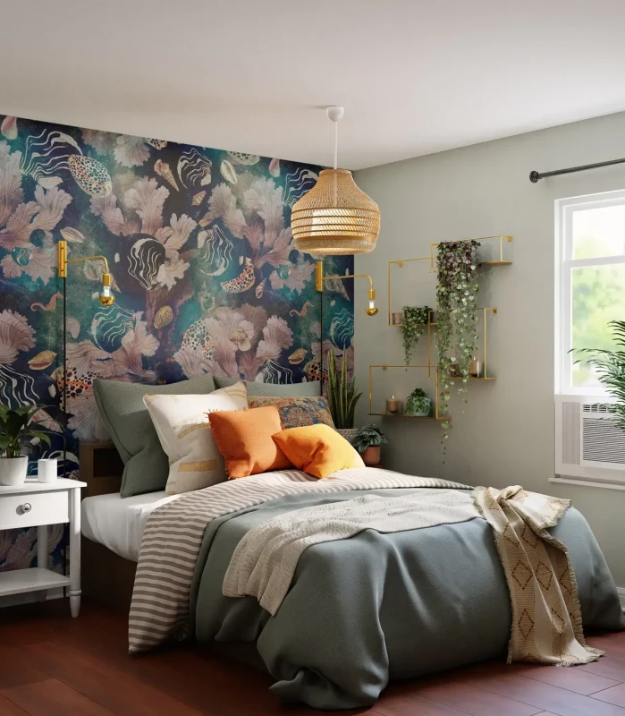 Tapeta marynistyczna Black Sea w sypialni.webp