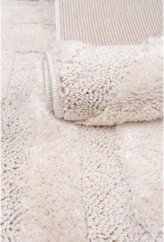 Runo kremowego dywanu shaggy Pisa romby