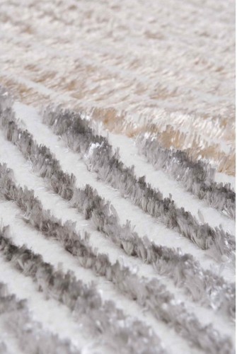 Zbliżenie runa beżowego dywanu nowoczesnego salamanca geometria