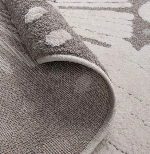 Zbliżenie dywanu dziecięcego okrągłego Elio lew szary-ivory