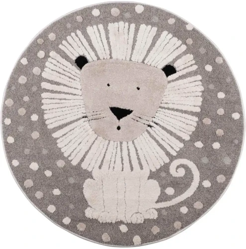 Dywan dziecięcy okrągły Elio lew szary-ivory