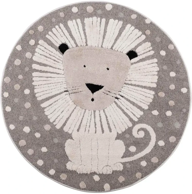 Dywan dziecięcy okrągły Elio lew szary-ivory
