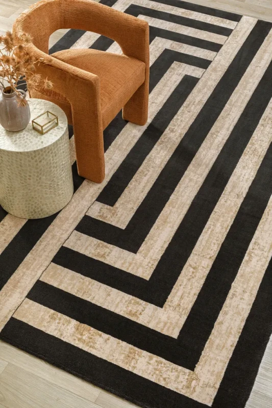 Fotel na dywanie wełnianym Agnella Agnus Art Deco II krem (binding)