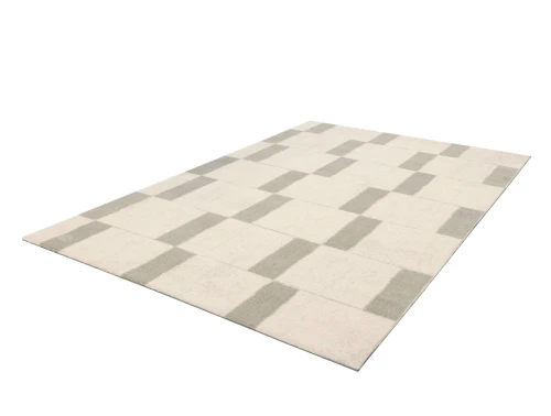 Rzut z góry na dywan wełniany Agnella Agnus Pavement biały (binding)