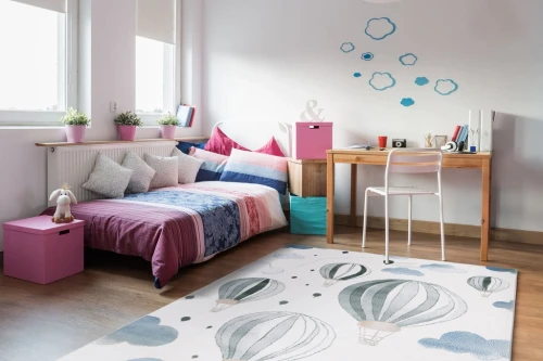 Aranżacja pokoju z dywanem dziecięcym FD Lida Balony perła